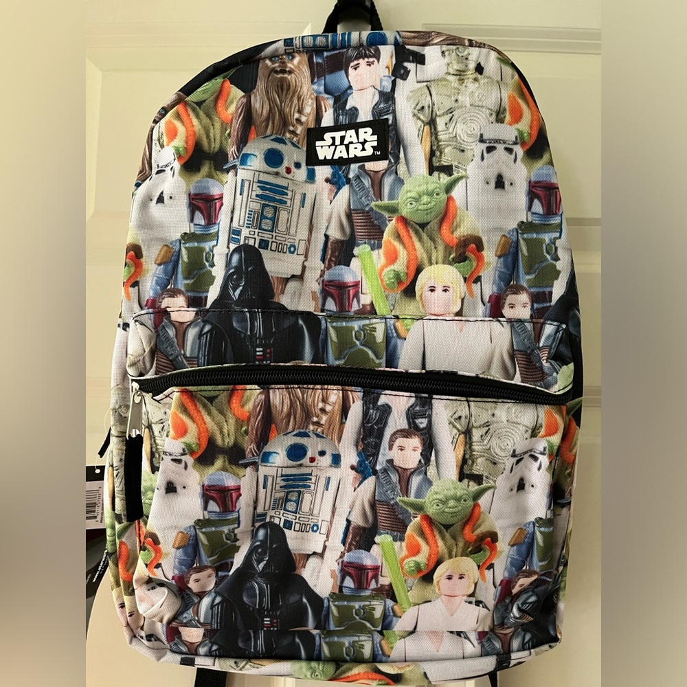NWT Disney Star Wars characters school backpack-rare white R2D2 C-3PO Hans Solo - Picture 2 of 8